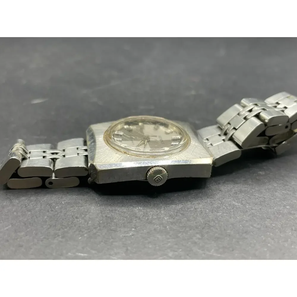 Vintage Benrus Automatic Silver Tone Cushion Watch Stainless Steel 27MM